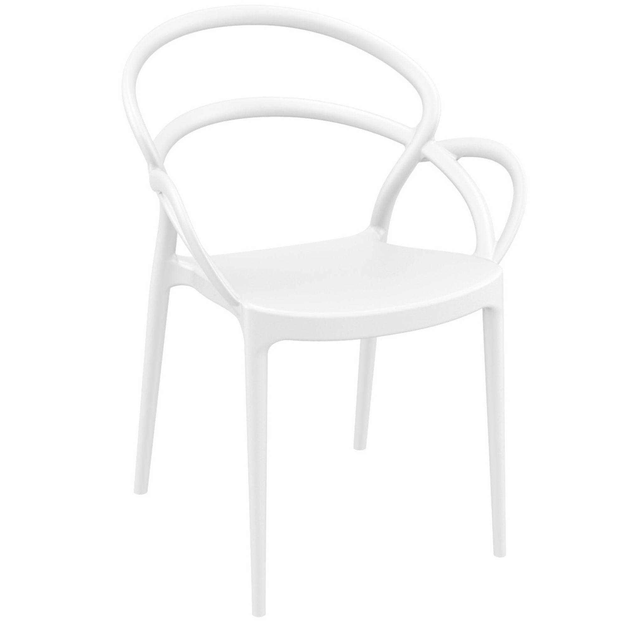 33" Modern Round White Resin Dining Armchair