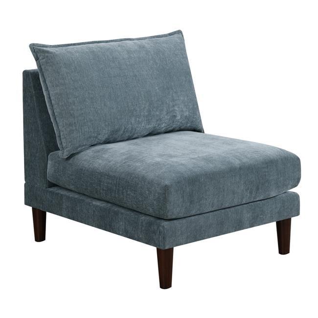 Slate Blue Suede-Like Modular Armless Sofa Chair with Lumbar Cushion