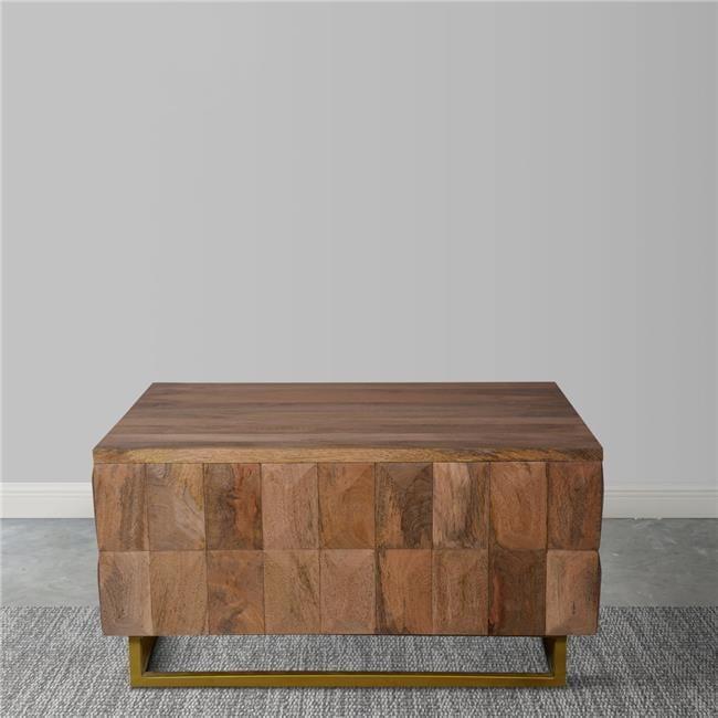 The Urban Port 33" Lift Top Storage Trunk Coffee Table Square Mango Wood Natural Brown