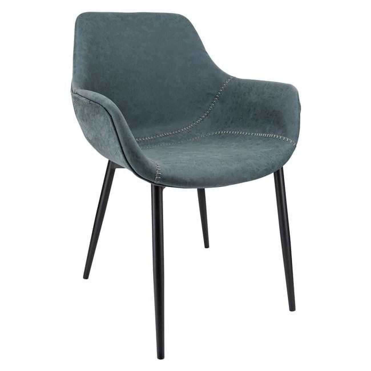 LeisureMod Markley Leather Dining Chair with Black Metal Legs
