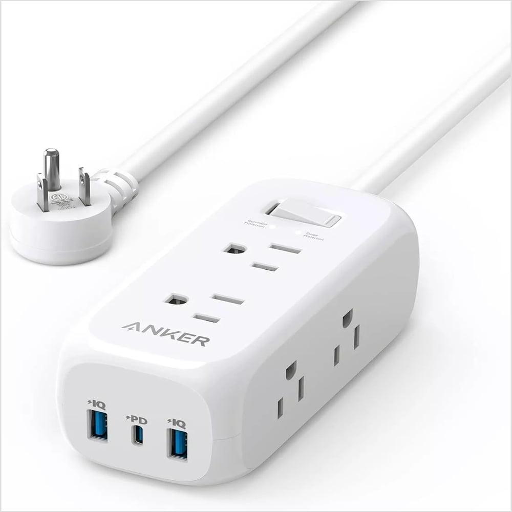 Anker 332 USB C Power Strip Surge Protector(300J),6 Outlets and 20W Power Delivery for iPhone 14/13, 3-Side Outlet Extender, 5ft Extension Cord