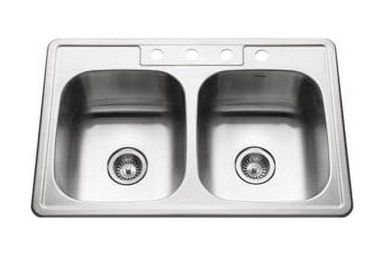 Glowtone 33'' L Drop-In Double Bowl Stainless Steel Kitchen Sink