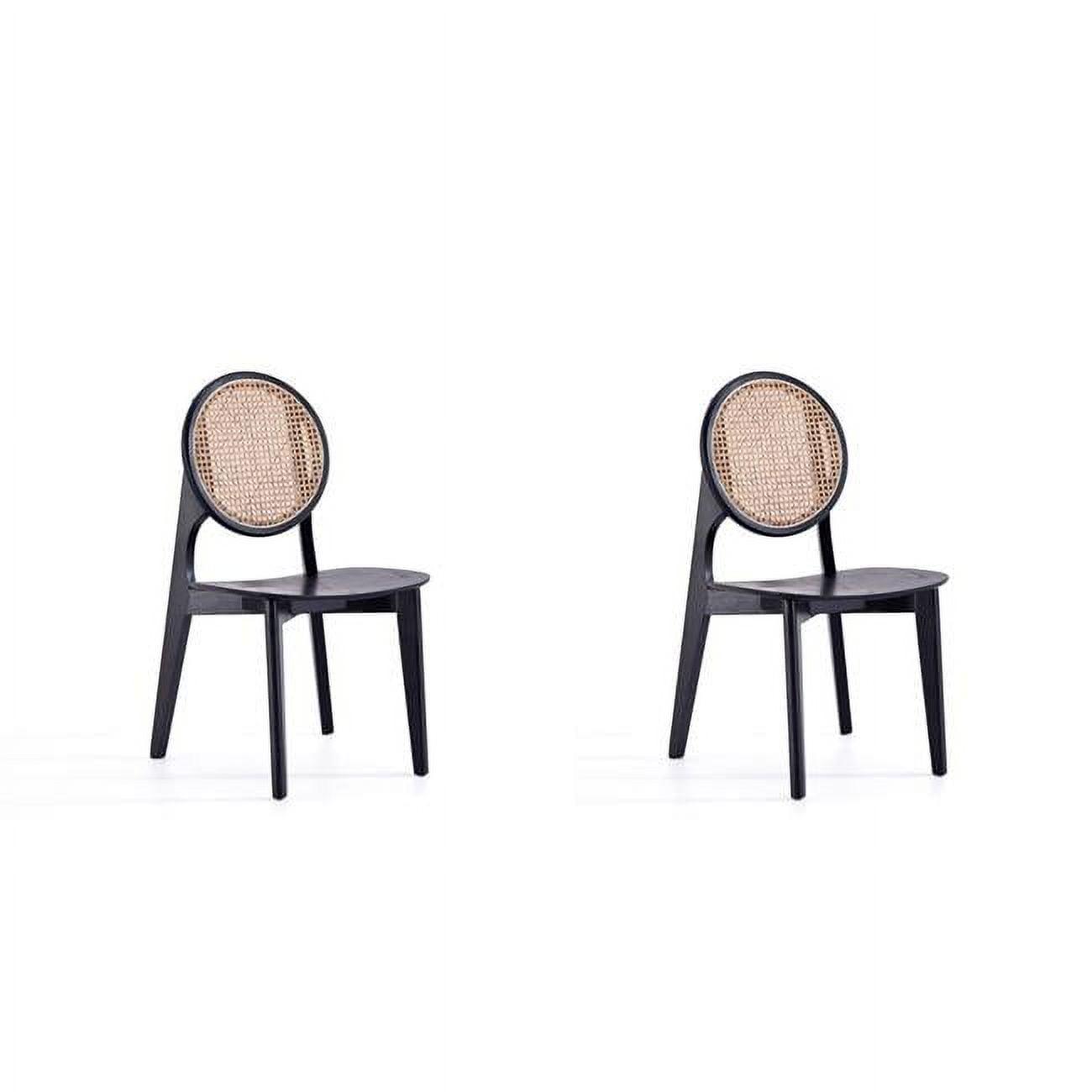 Set of 2 Versailles Round Dining Chairs Black/Natural - Manhattan Comfort: Mid-Century Modern, Ash Wood Frame, No Assembly Required