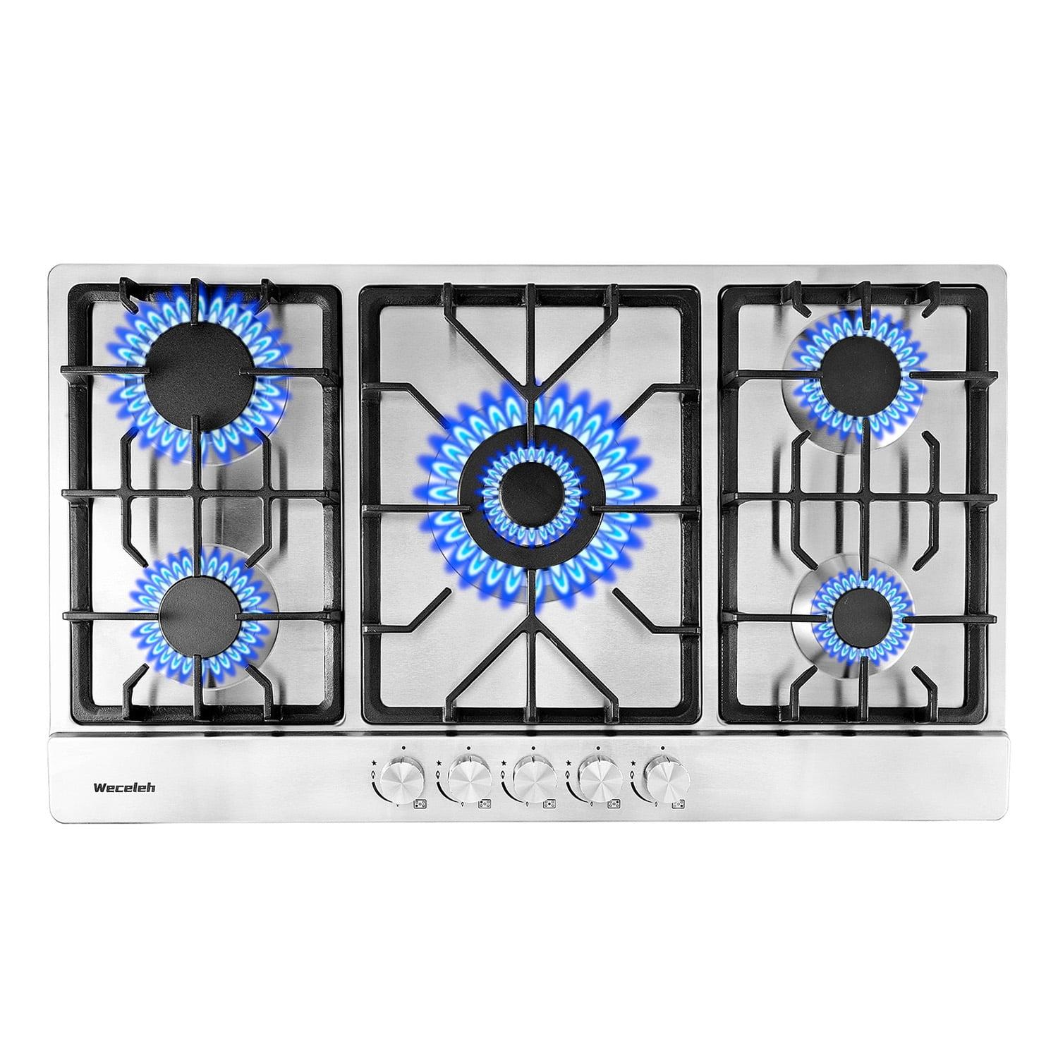 34" Dual Fuel 5 Burner Gas Cooktop with Dual Size Power Burner, Stainless Steel Gas Stove