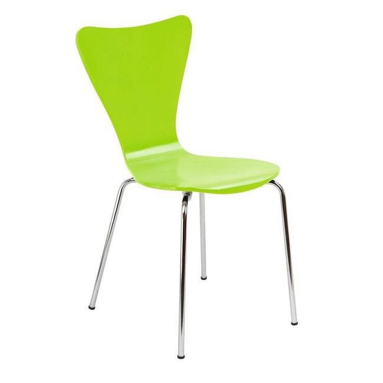 Lime Green Modern Bent Plywood Side Chair