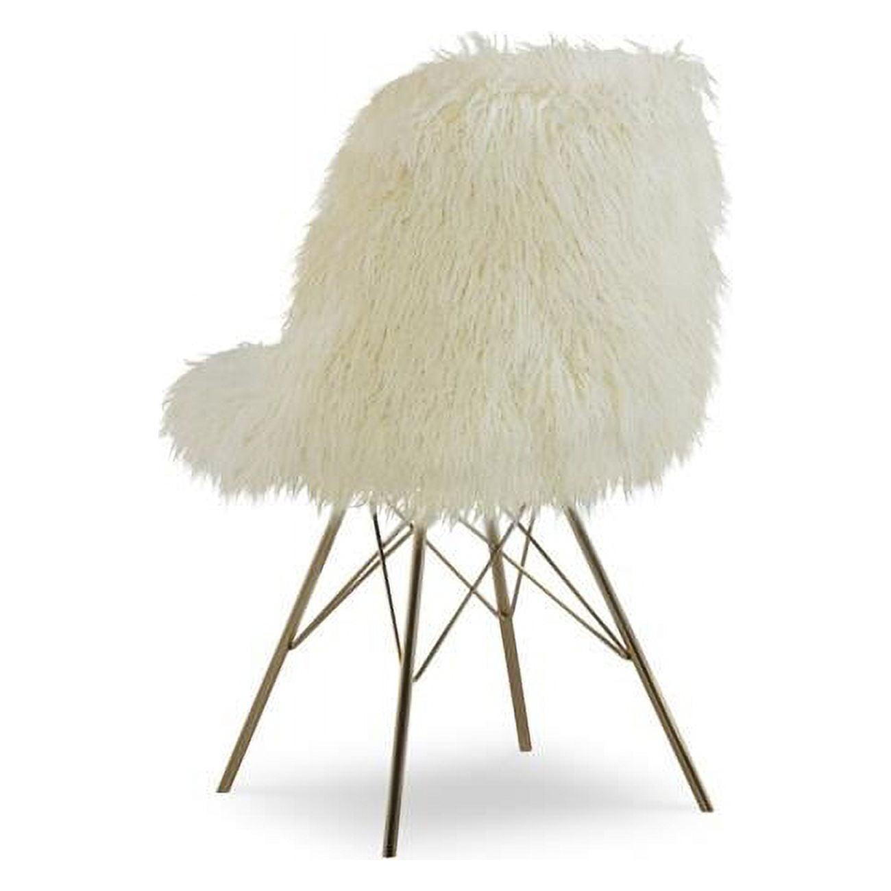 Remy White Faux Fur Slipper Chair with Gold Metal Base