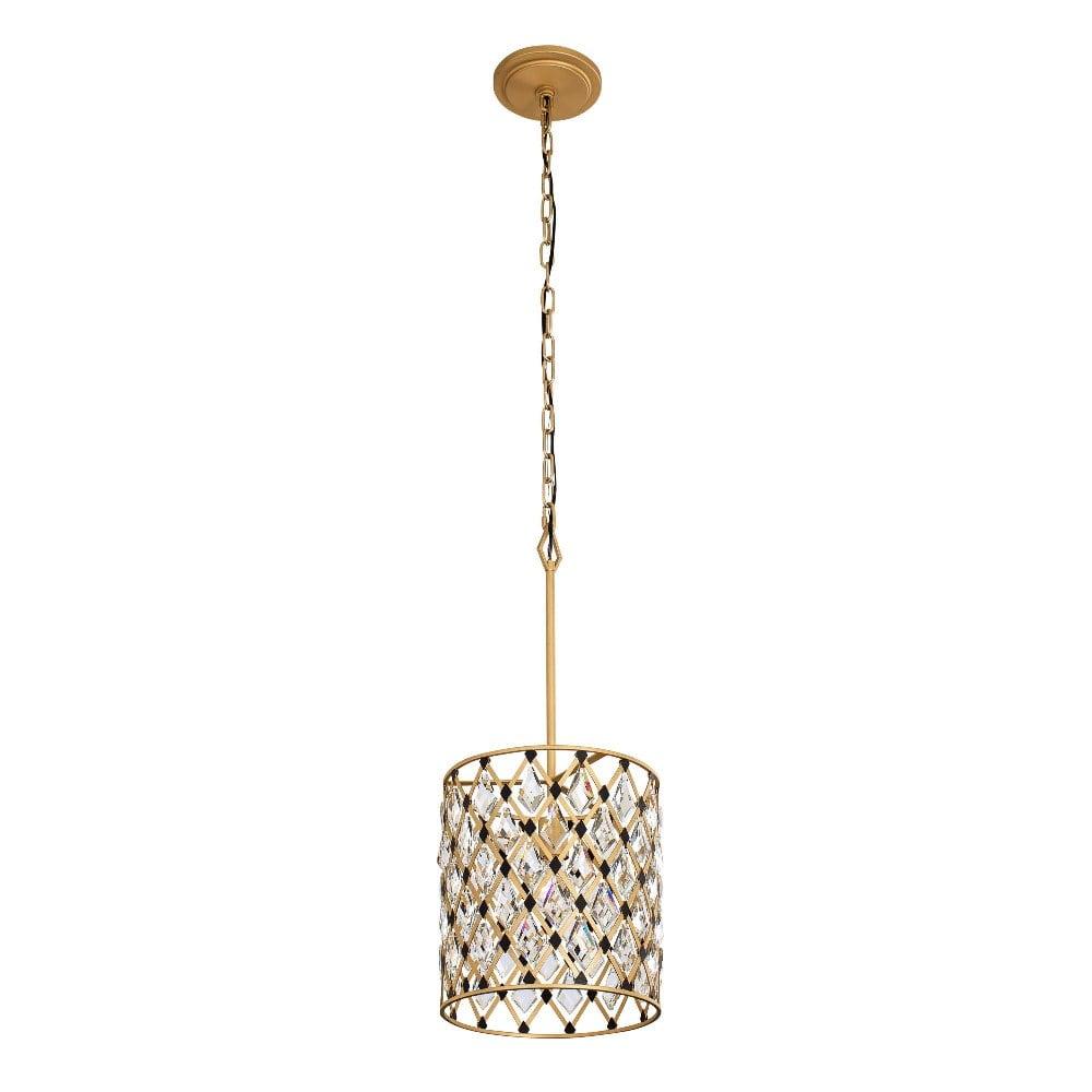 Windsor Crystal Drum Pendant in French Gold and Matte Black