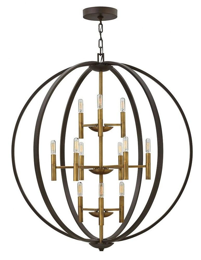 Hinkley Euclid 12 - Light Candle Style Globe Chandelier