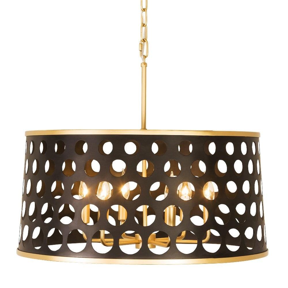 Bailey 24" Matte Black and French Gold Industrial Pendant Light