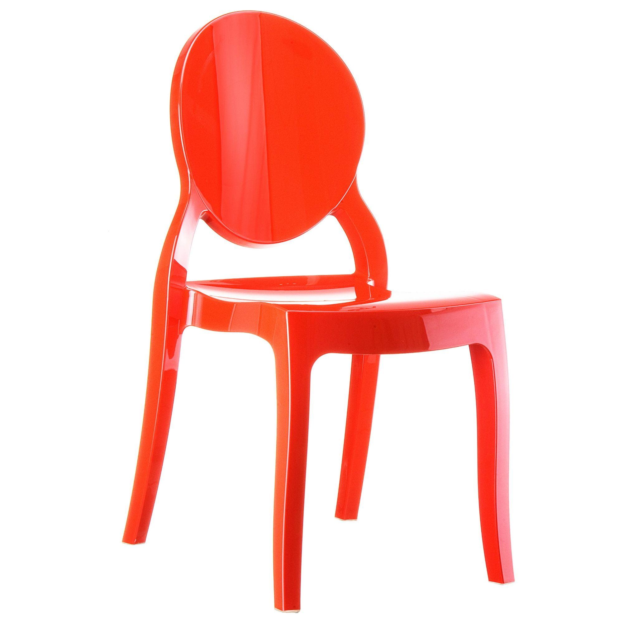 Modern Glossy Red Polycarbonate Indoor-Outdoor Bistro Chair