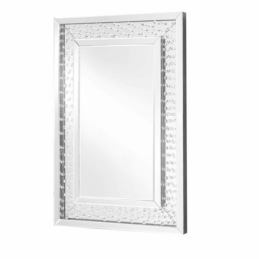 Glam 24" Silver Crystal Beveled Edge Rectangular Mirror