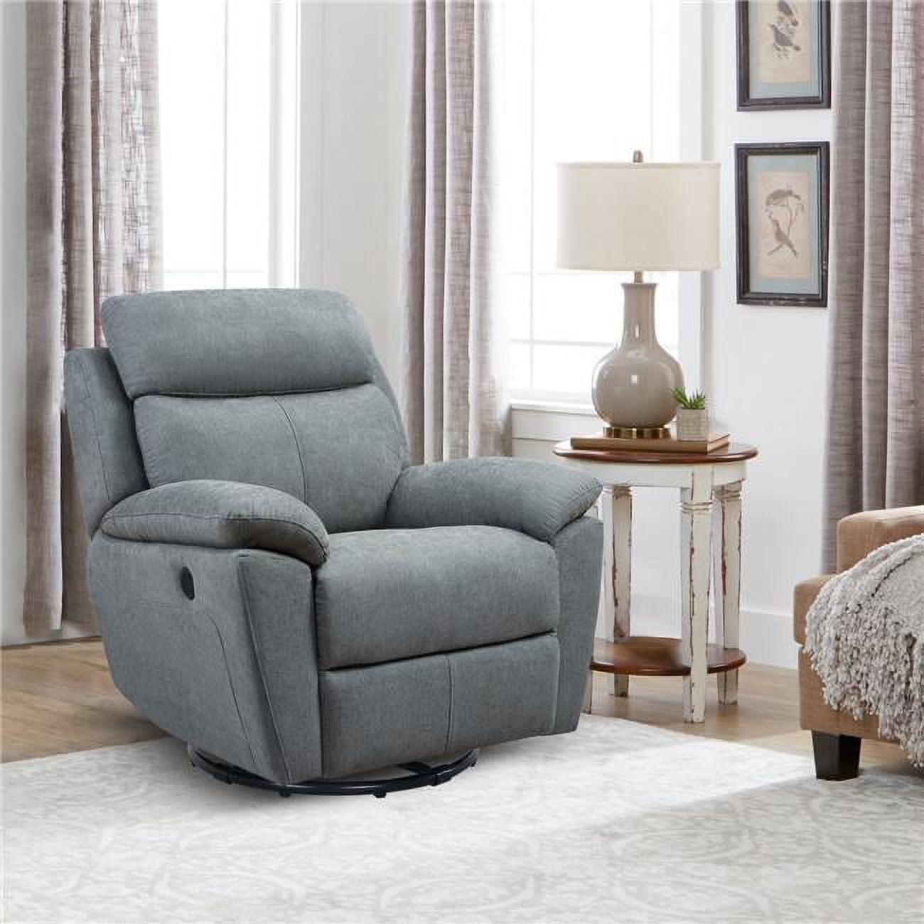 Grey Green Fabric Swivel Power Recliner with USB Port