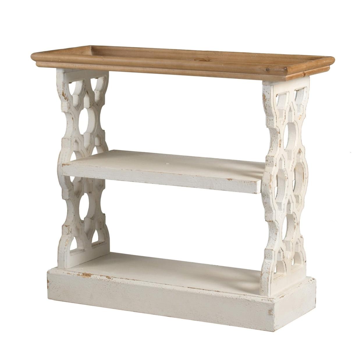 Cottage Charm Dual-Tone Fir Wood Console with Carved Panels