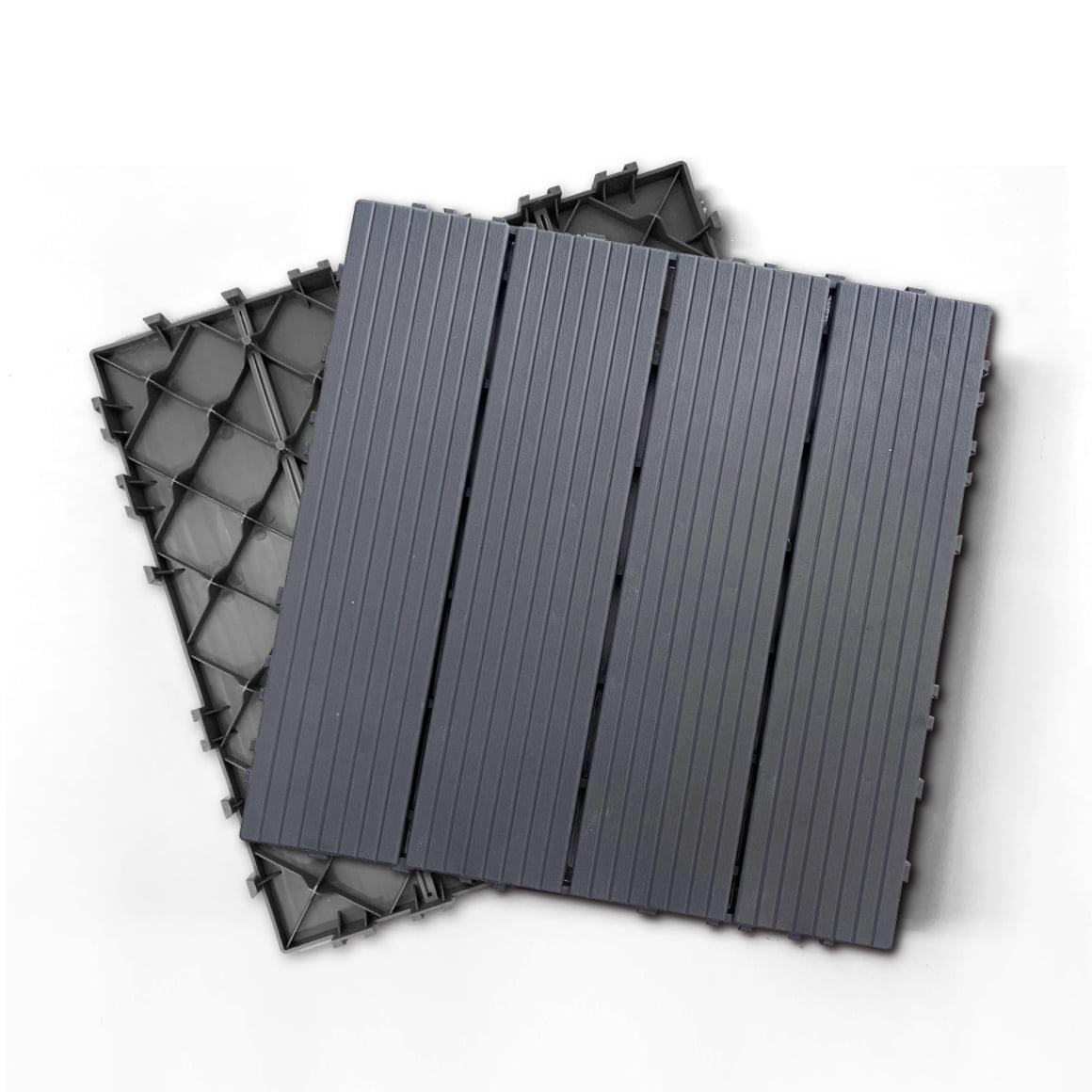 35 Pack Deck Tiles, 12 "x12" Square Interlocking Deck Tiles, Plastic Composite Deck Tiles Interlocking Outdoor All Weather, Pool Balcony Backyard Terrace, Dark Gray