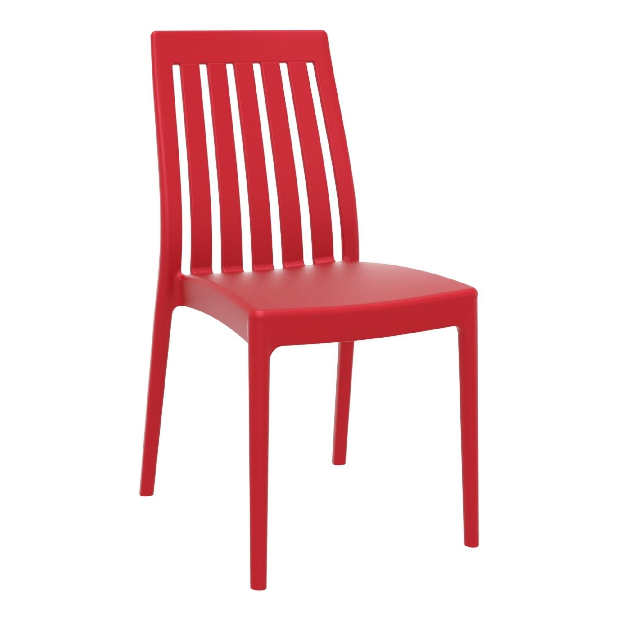 35" Red Resin High Back Stackable Dining Chair