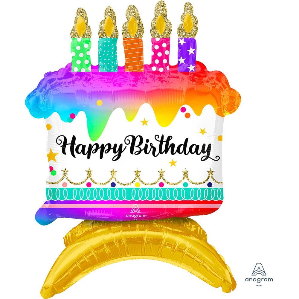 35-Inch Multicolor Birthday Cake Foil Mylar Balloon