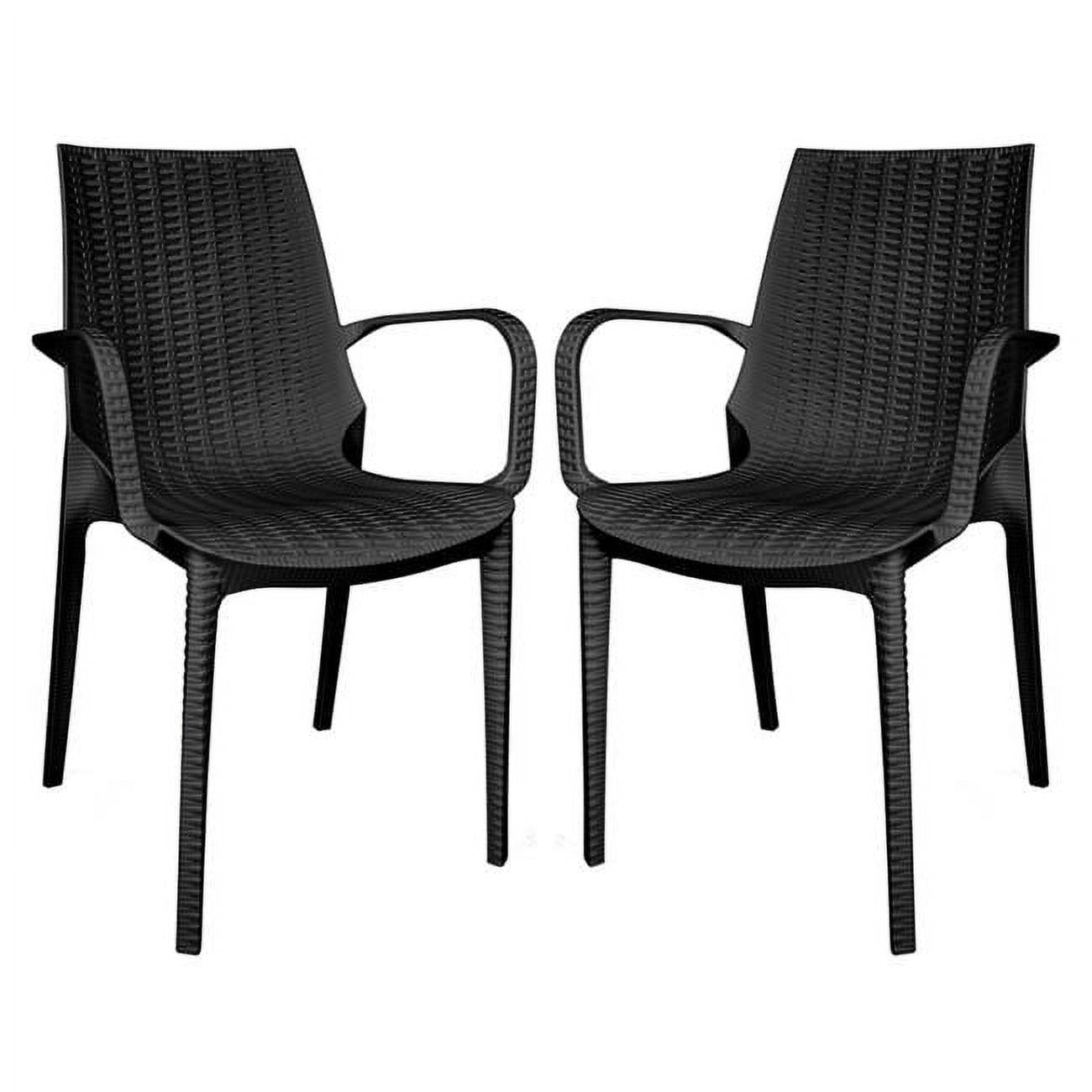Kent 35'' Black Weave Design Polypropylene Outdoor Dining Chair - Set of 2
