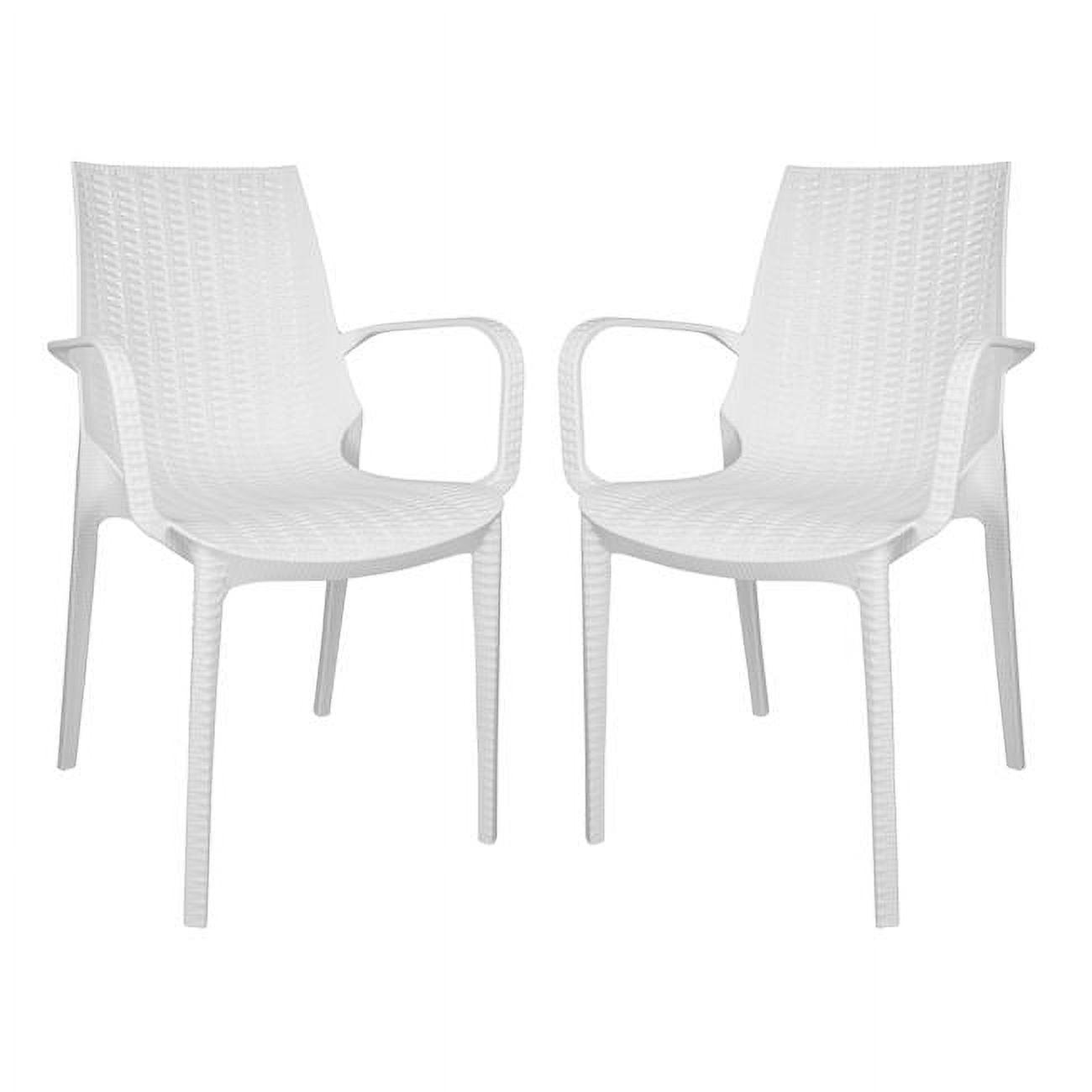 Kent Modern White Polypropylene Outdoor Dining Chair Set