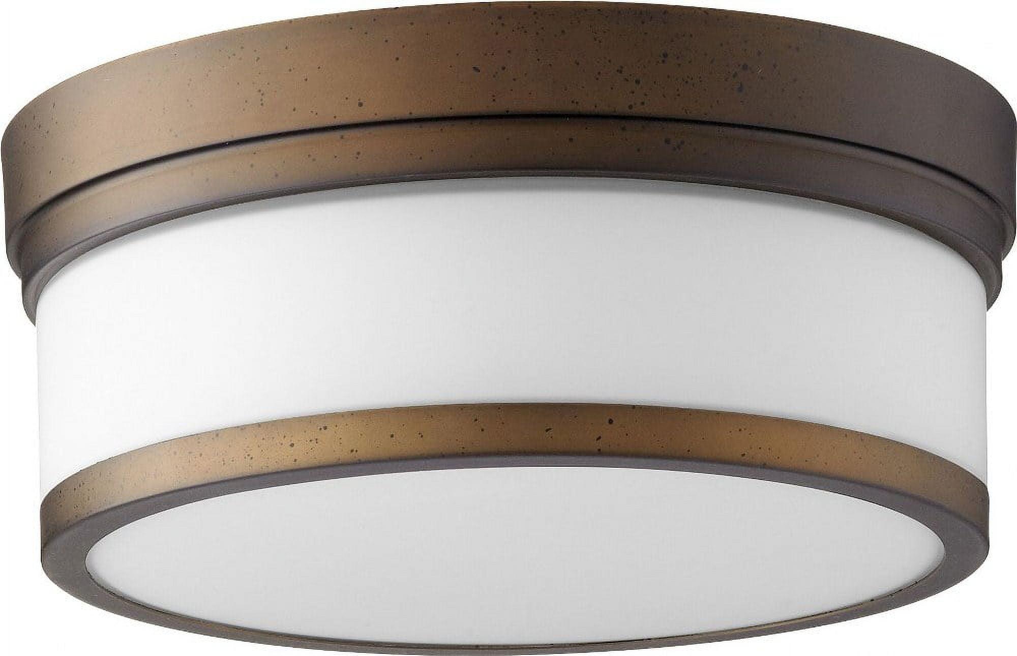 Quorum Lighting Celeste Glass Flush Mount - 2 Lights, Oiled Bronze, 12W x 5H