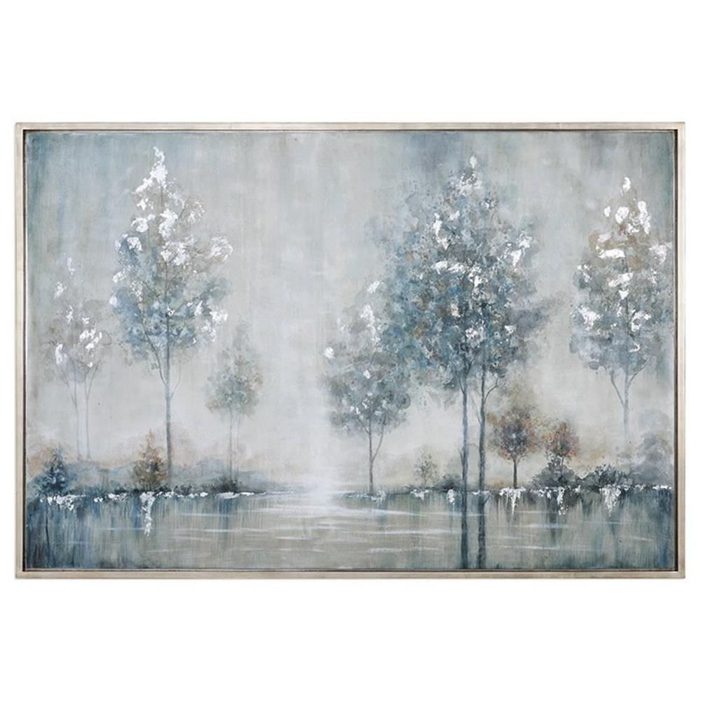 Walk in the Meadow Multicolor Canvas Landscape Art with Silver Frame