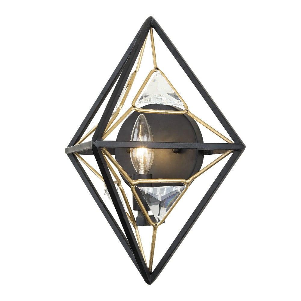 Matte Black and Gold Geometric Wall Sconce