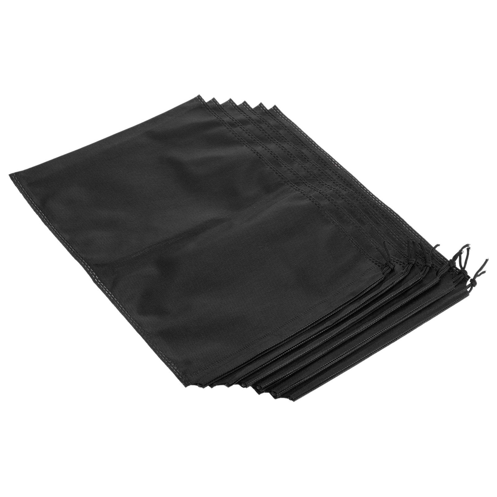 Black Fiber Cloth Drawstring Storage Bags, 35x25cm, 6 Pack