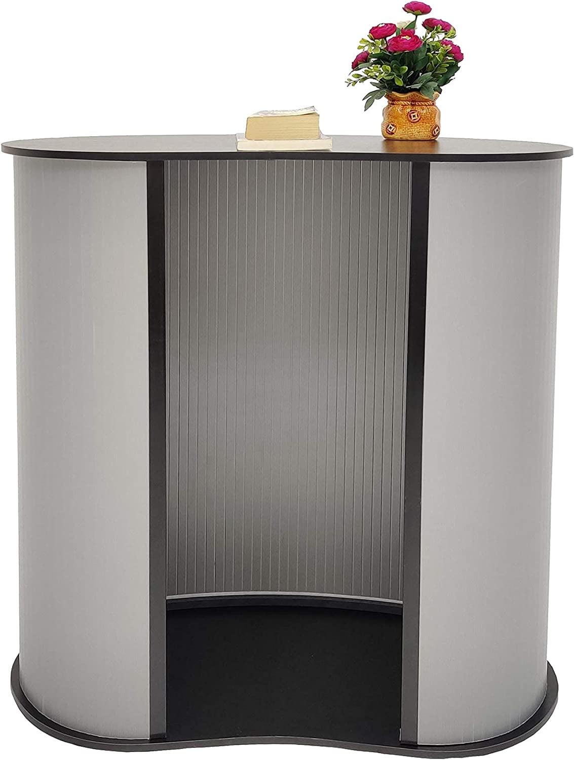 FixtureDisplays Portable Lightweight Tradeshow Podium Lectern Pulpit Economy Event Party Wedding White or Black