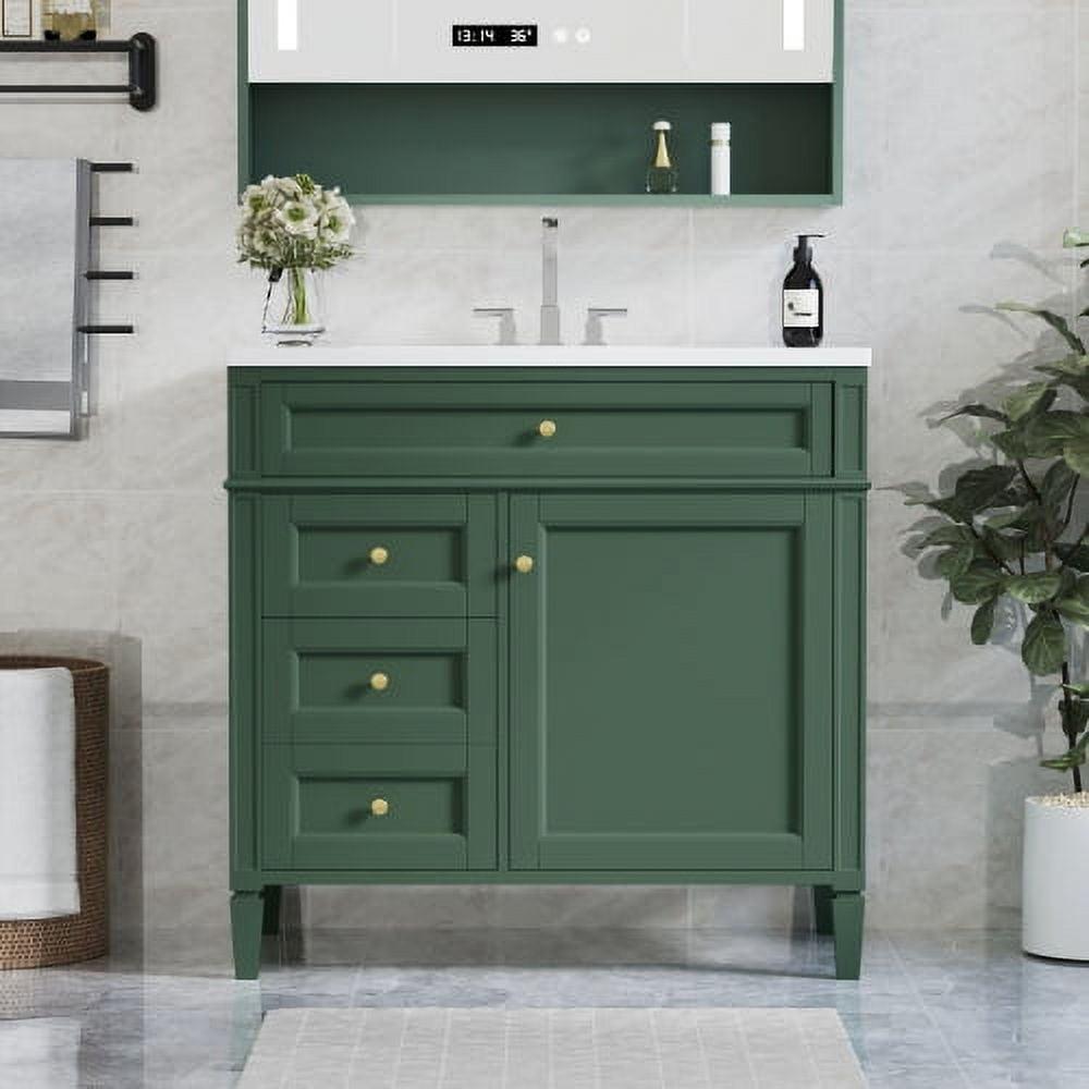 Green 36'' Modern MDF and Solid Wood Bathroom Vanity with Sink