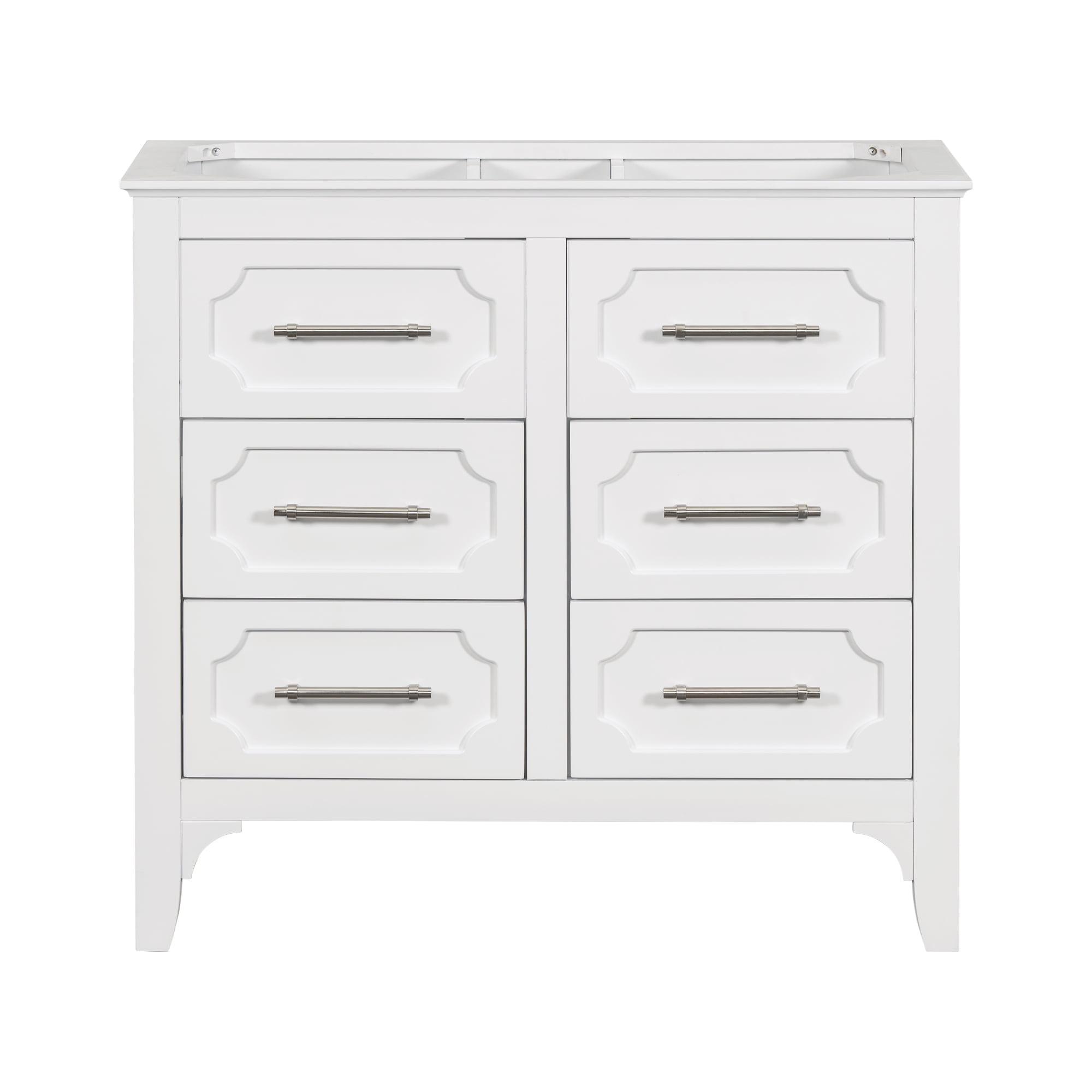 White Solid Wood Freestanding Bathroom Vanity with Four Drawers