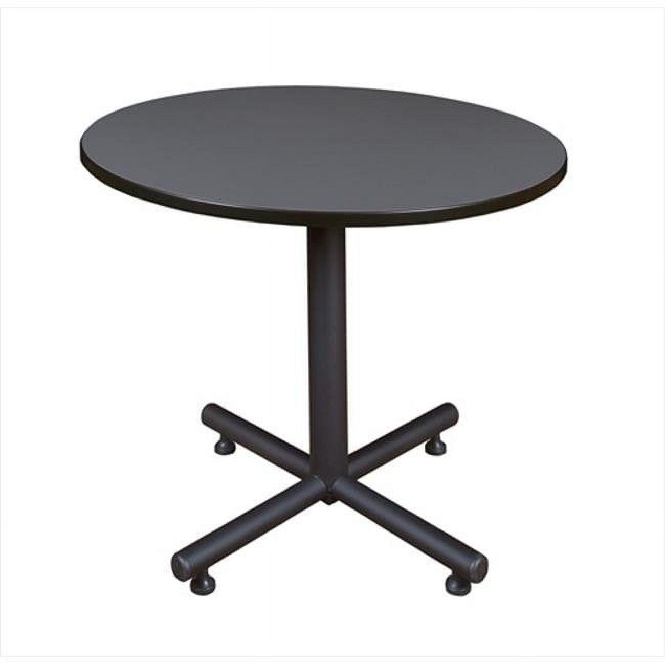 Contemporary 36" Grey Melamine Round Dining Table with Metal Base