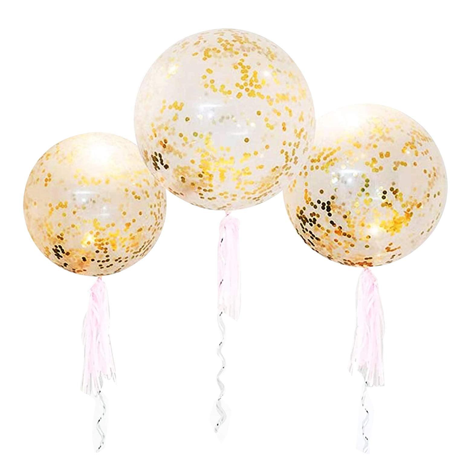 36 Inch Jumbo Confetti IFF17 Balloons, Giant Latex with Gold Confetti (Premium Helium Quality) Pkg/6 Latex glitter balloons for Party/Birthdays/Wedding/Festivals Christmas and Event Decorations