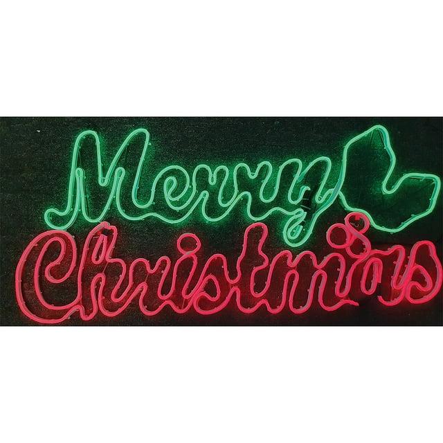 Halloween Express Light Glo LED Merry Christmas Sign - 36 in - Red