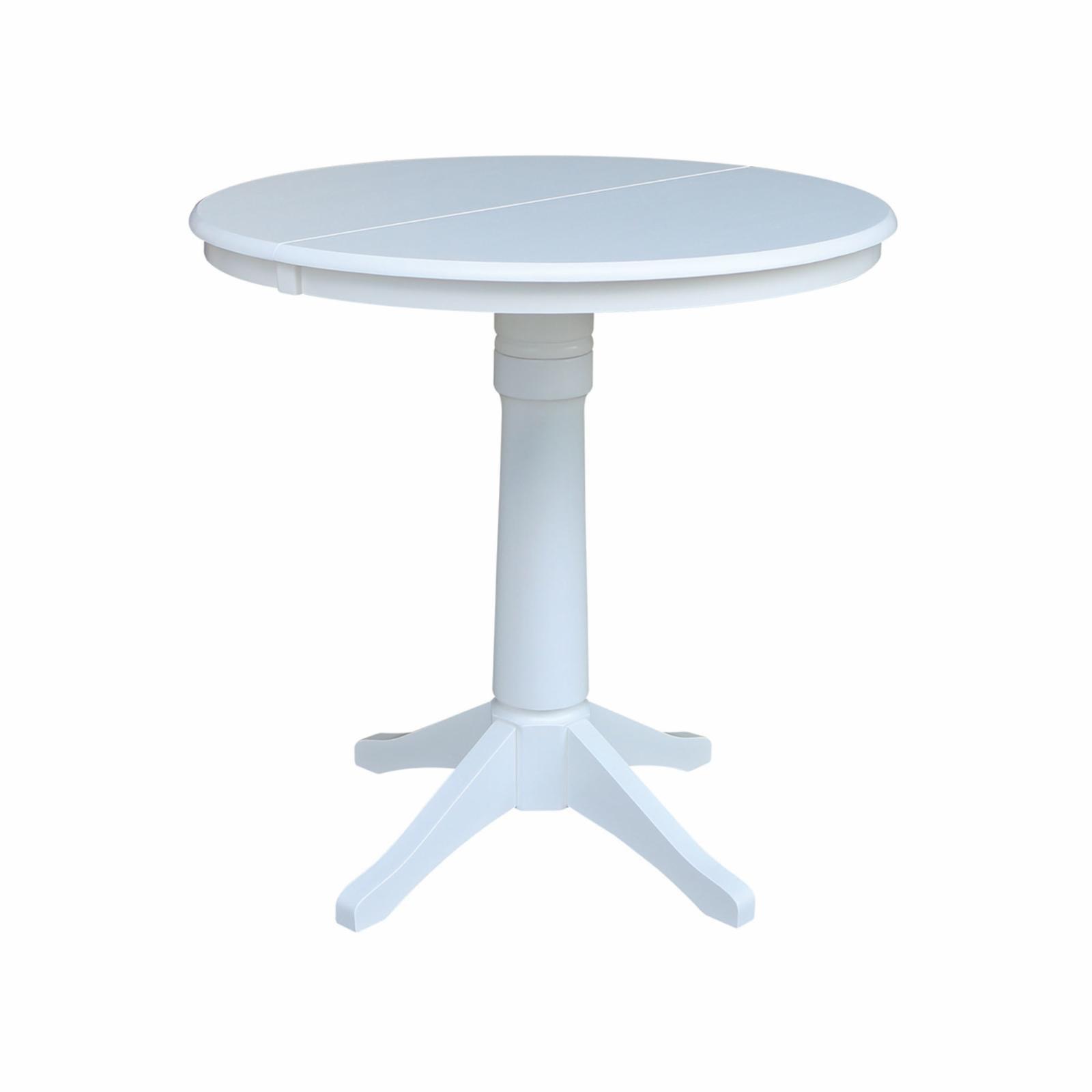 Elegant Round Extendable Wood Counter Height Table in White