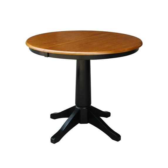 International Concepts 36" Magnolia Round Top Dining Table with 12" Leaf Black/Cherry: Hardwood Pedestal Frame, Removable Leaf
