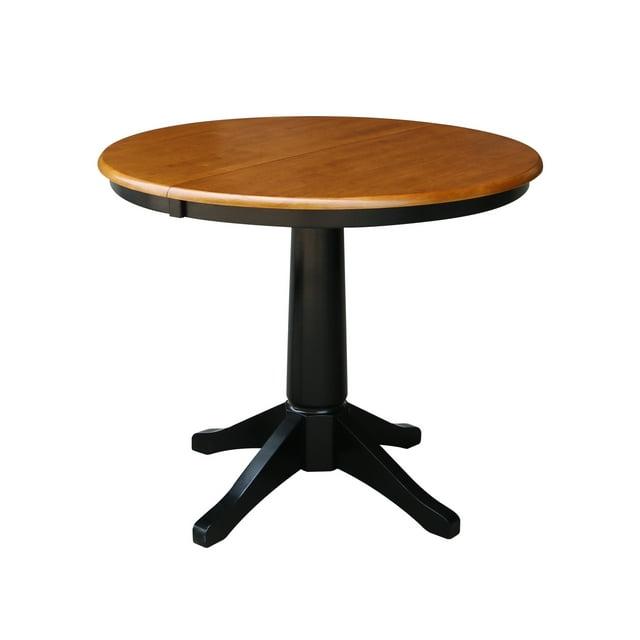 International Concepts 36" Magnolia Round Top Dining Table with 12" Leaf Black/Cherry: Hardwood Pedestal Frame, Removable Leaf