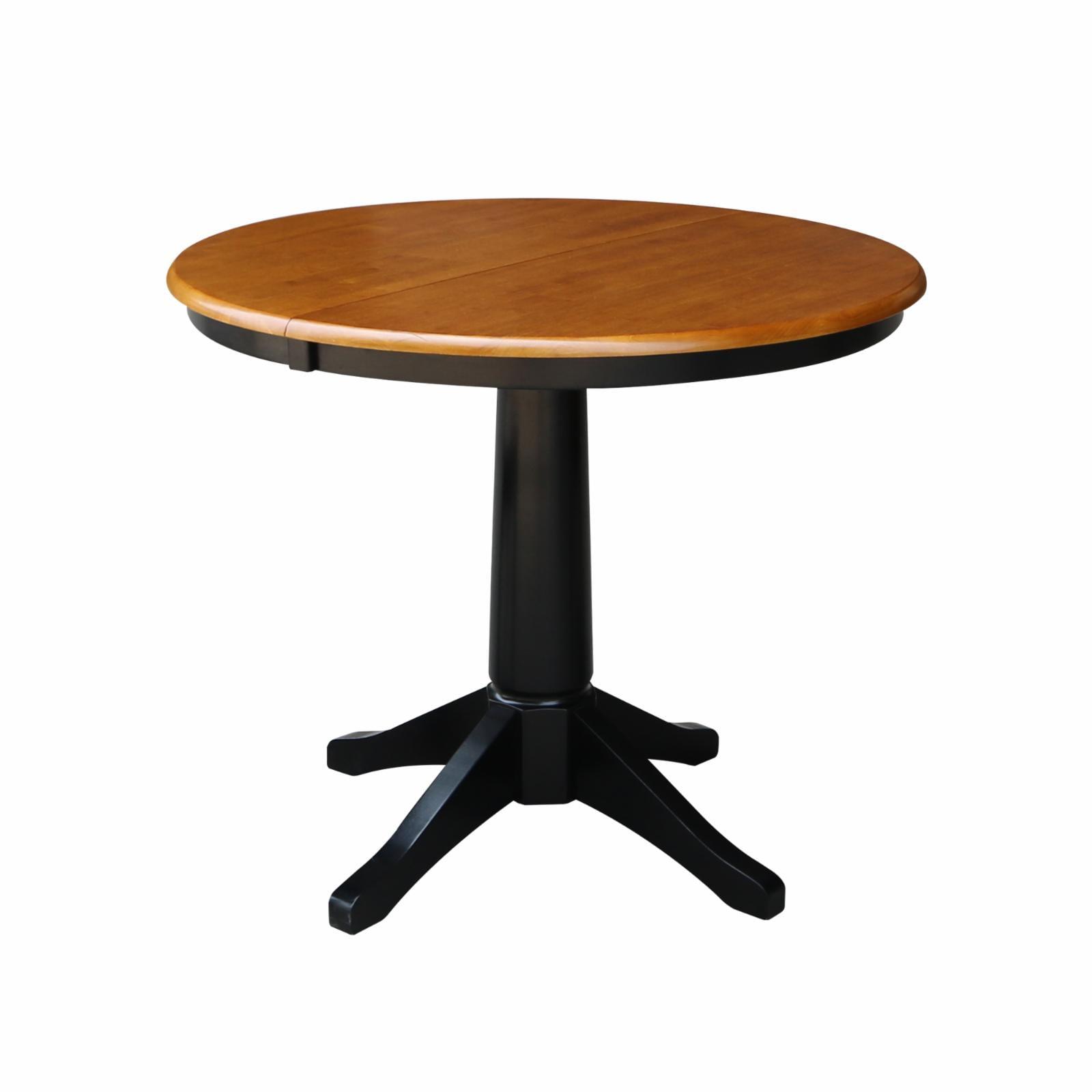 36" Black and Cherry Round Wood Extendable Dining Table