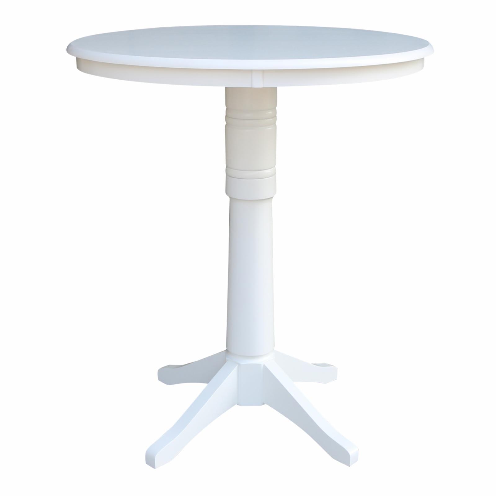 36" Round White Painted Wood Bar Height Table