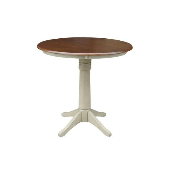 36" Round Pedestal Counter Height Table - Almond/Espresso