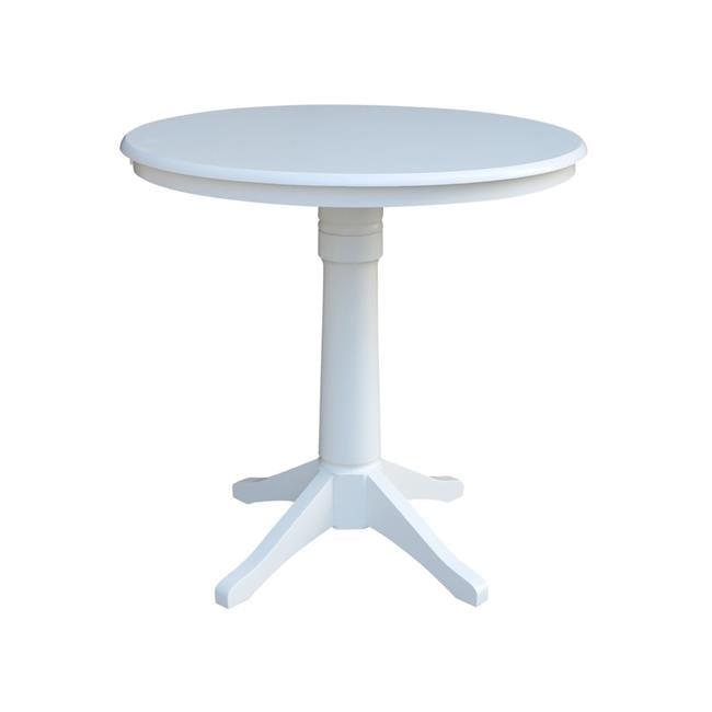 36" White Solid Wood Round Counter Height Table