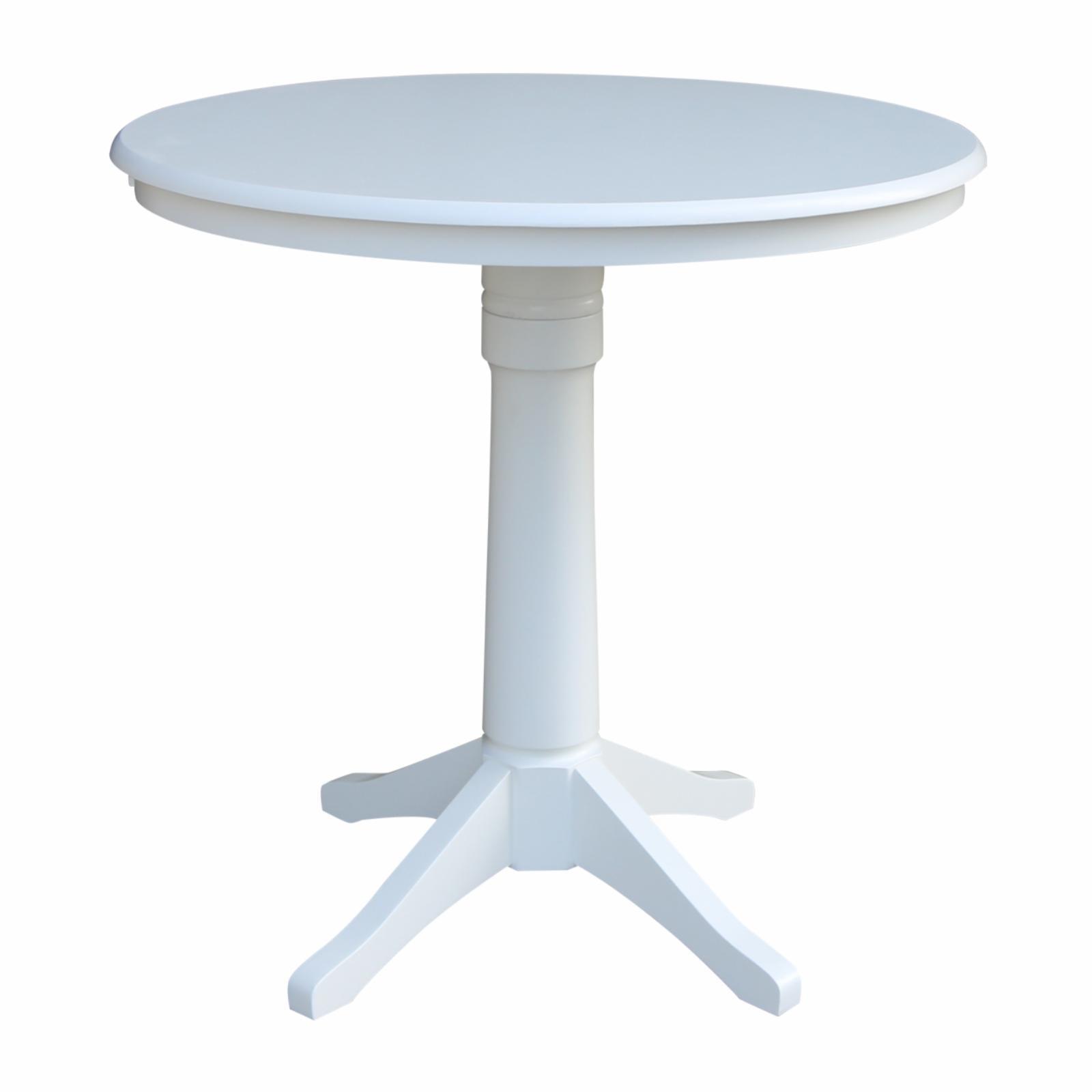 36" White Solid Wood Round Counter Height Table