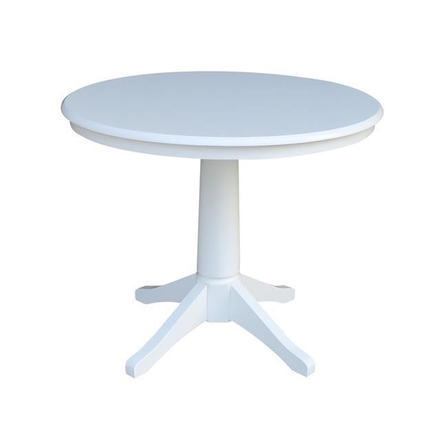 36" Round White Painted Wood Pedestal Dining Table