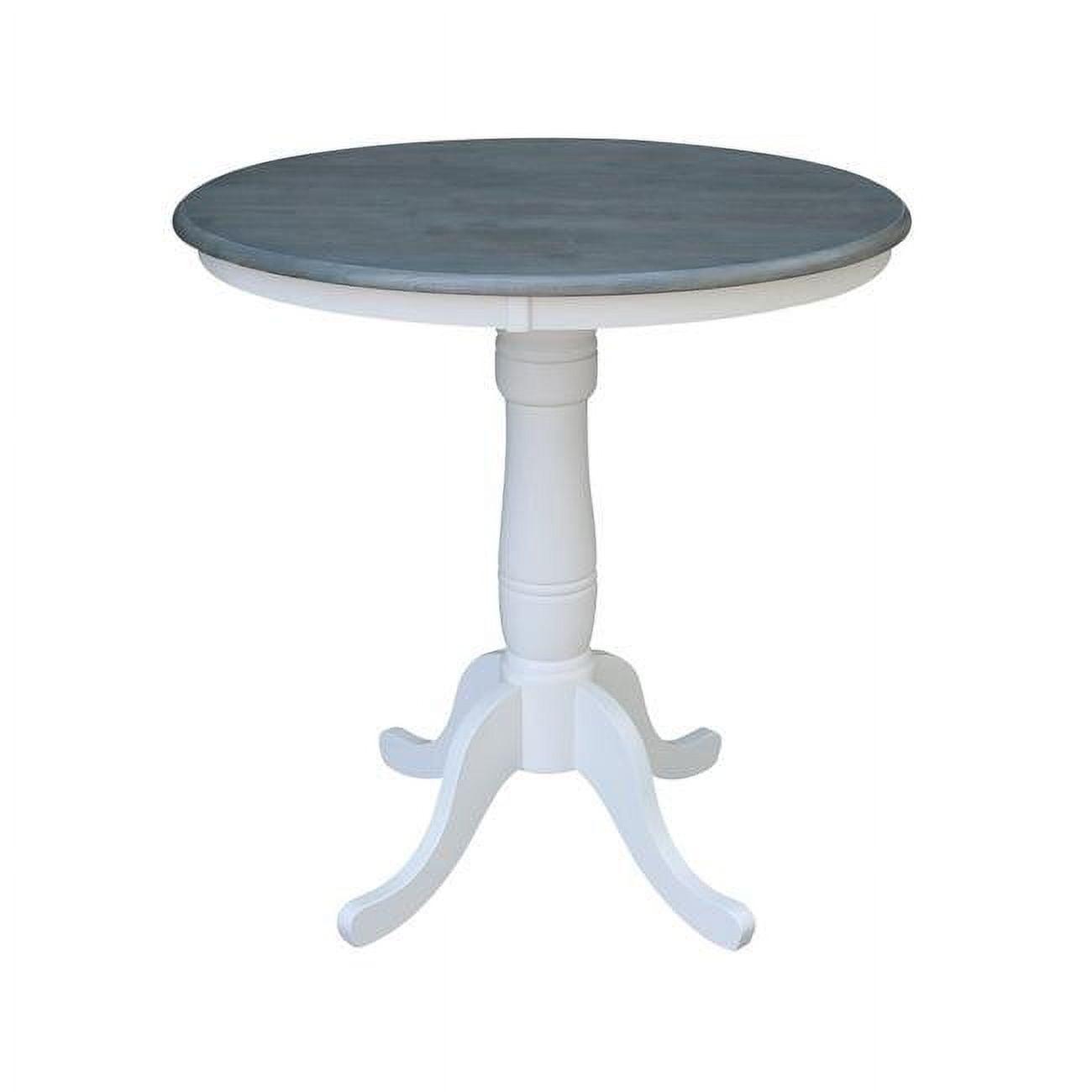 36" Round White and Gray Solid Wood Counter Height Table