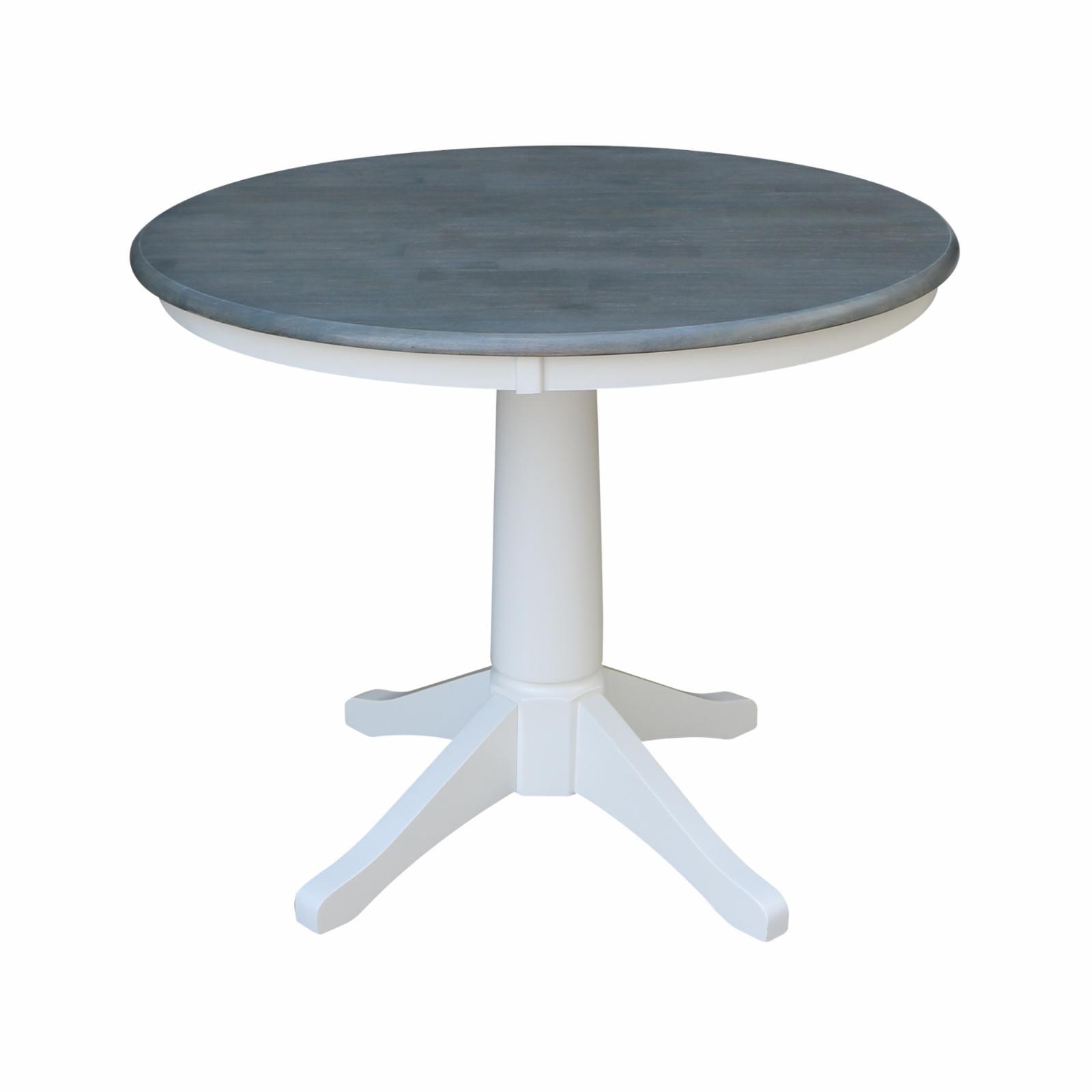 36" Round White and Gray Solid Wood Dining Table