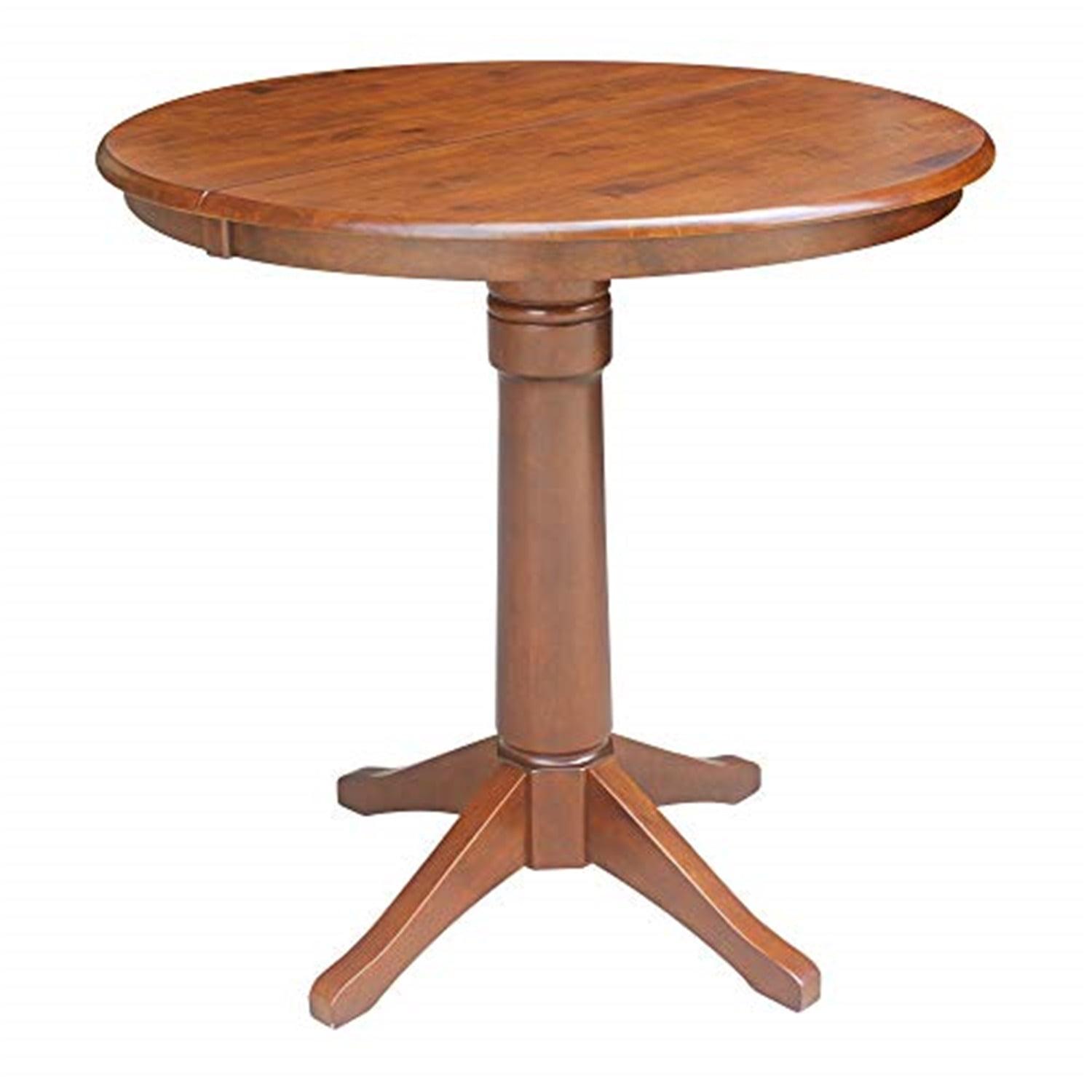 Espresso Round Parawood Counter Height Extendable Dining Table