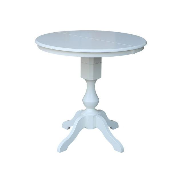 36" Round Top Counter Height Table with 12" Leaf - White