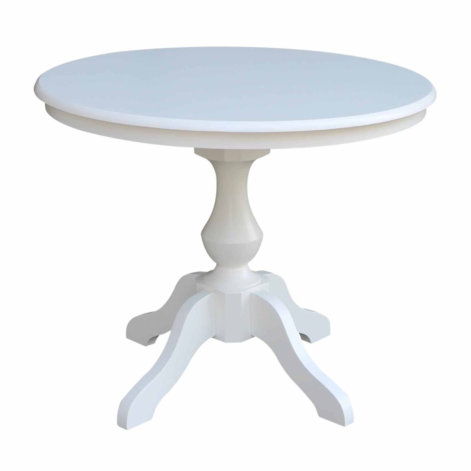 Elegant French Country 36" Round White Wood Dining Table