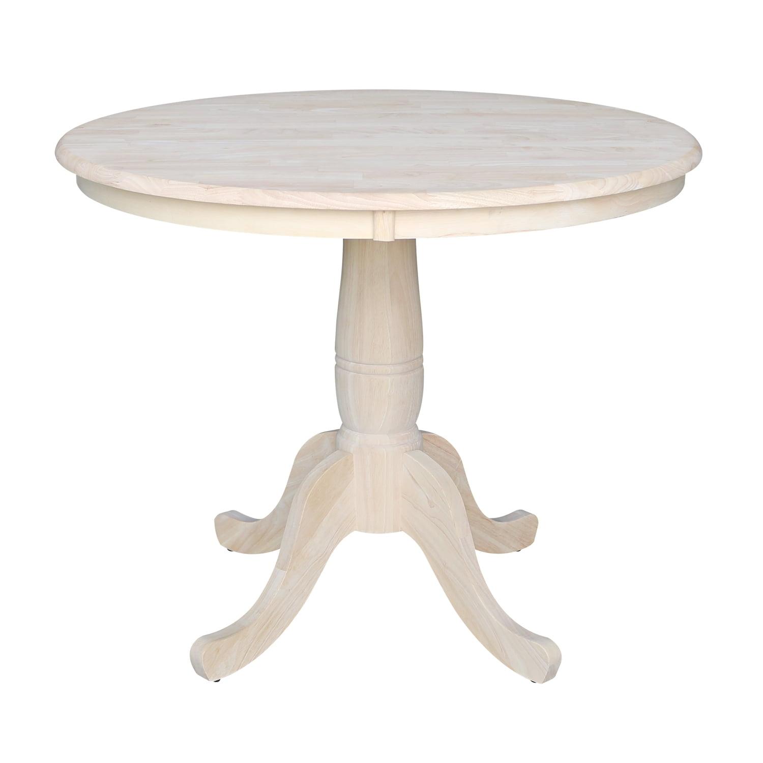 36" Round Top Pedestal Dining Table Unfinished - International Concepts