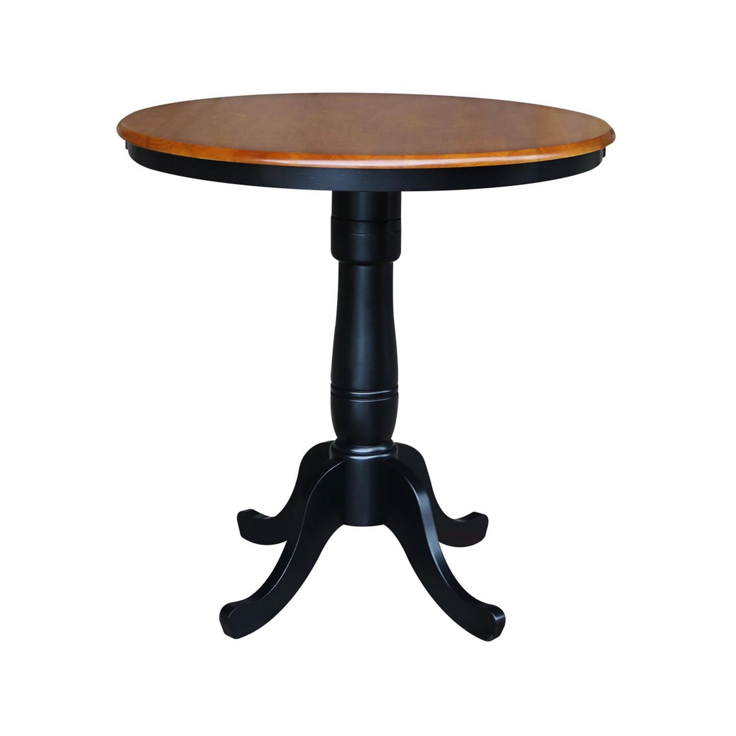 Transitional Round Cherry & Black Wood Extendable Counter Table