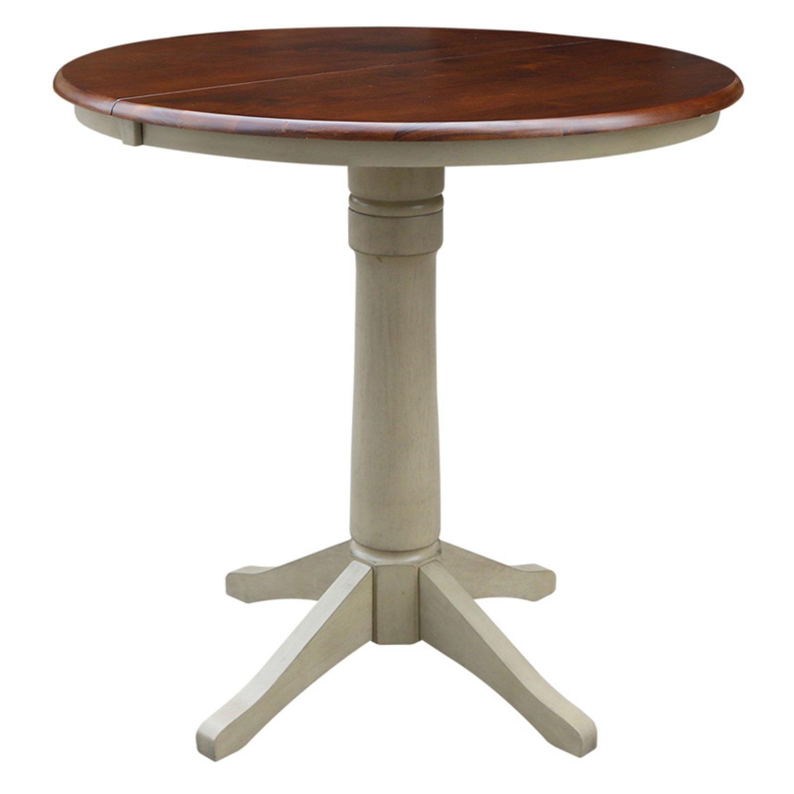 36" Round Medium Wood Extendable Counter Height Dining Table