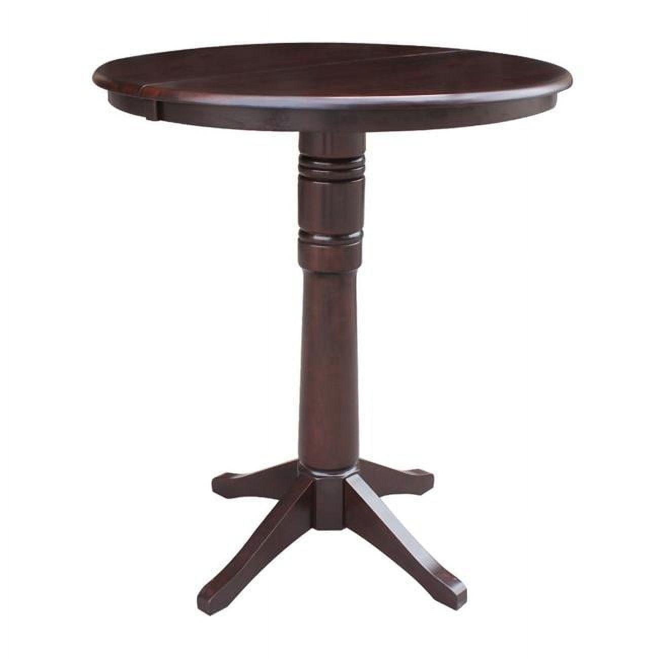 36" Magnolia Round Top Bar Height Dining Table with 12" Leaf - International Concepts